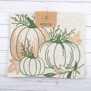 Fall Table Runner 14x70 Harvest Mariola Pumpkin Embroidered Linen